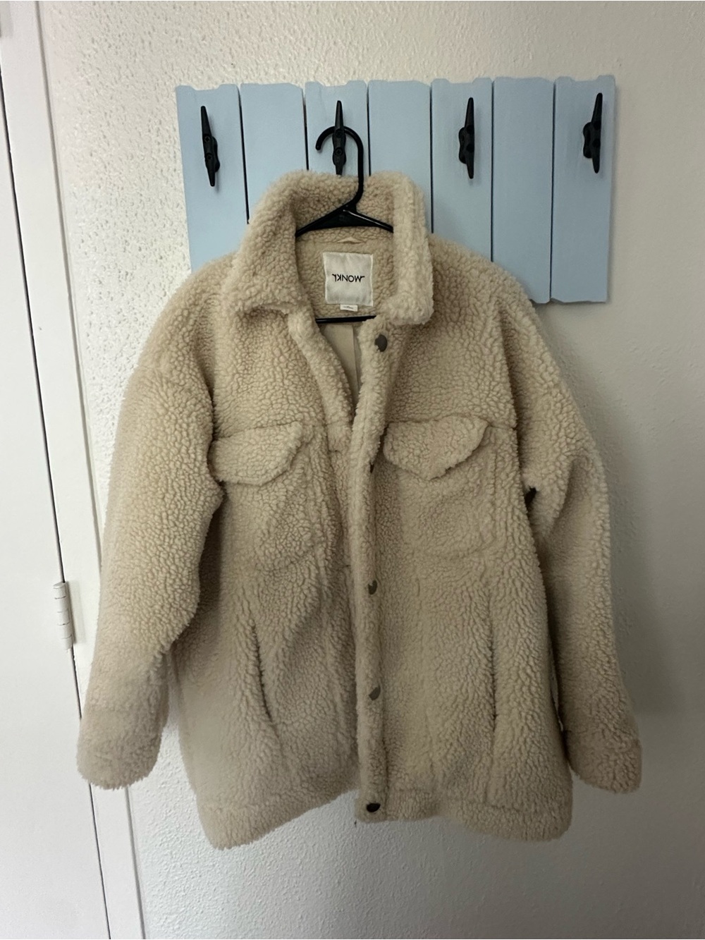 Teddy Sherpa Button-Up Coat in Cream